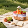 thumbnail image 5 of Wicker Picnic Basket with Removable Liner & Lid, Oval Hand Woven Picnic Hamper with Foldable Handle for Camping, Outdoor, Easter, Gift Storage, 5 of 8