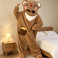 thumbnail image 5 of Funny Cartoon Coral Fleece Women’s Onesie Thickened Lazy Style Hoodless Jumpsuit Sleepwear, Soft Plush Polyester One‑Piece Pajama for Spring Autumn Winter Home Loungewear, 5 of 5