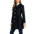 thumbnail image 4 of INSPIRE CHIC Women's Winter Elegant Contrast Color Lapel Collar Long Trench Coat, 4 of 5