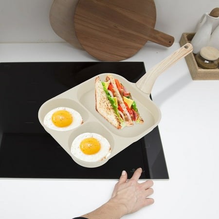 

AEVXKHI Egg Frying Pan 3 in 1 Breakfast Frying Pan Nonstick Breakfast Skillet 3 Compartments Egg Skillet Practical Omelette Skillet Multifunctional Egg Cooker Pan for Induction Cooker