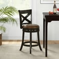 thumbnail image 2 of Costway 26" Swivel Bar Stool 1PC Counter Height PU Leather Seat Rubber Wood Legs Footrest, 2 of 7