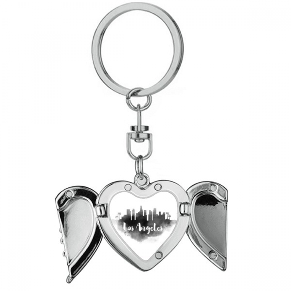 Los Angeles America Ink City Painting Heart Angel Wing Key Chain Holder
