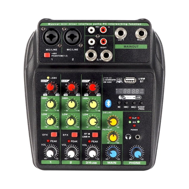 Mezclador de 4 canales CUTICAT consola mezcladora de sonido profesional Digital verde