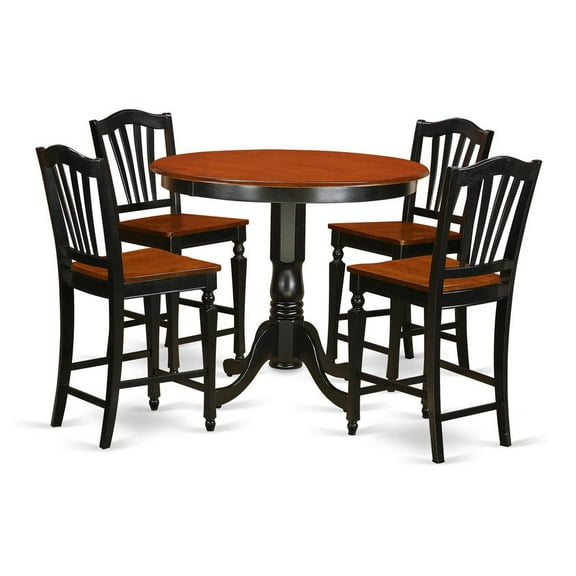 East West Furniture Trenton 5-piece Wood Dining Set in Black/Cherry