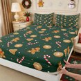 thumbnail image 3 of Erosebridal Gingerbread Cookies Fitted Sheet Full 3 Pieces,Christmas Baking Bed Set,Dark Green,1 Fitted Sheet and 2 Pillowcases, 3 of 6