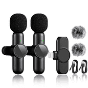 BYKUTA Wireless Lavalier Microphone, Professional Denoise Plug-Play Microphone for Short Video Recording, Broadcast, Interviews, Live Stream, Vlog, 2 Pack, for iPhone iPad