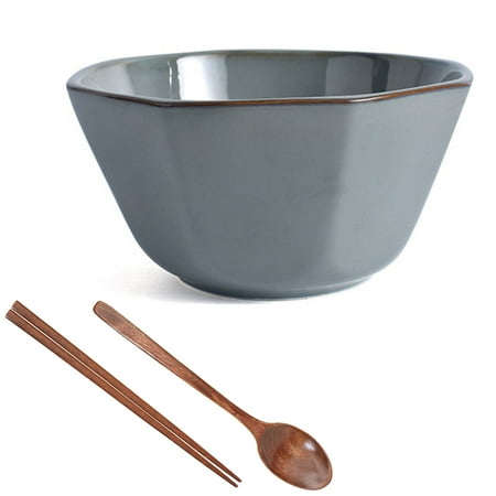 

Qeeadeea Ramen Bowl With Chopsticks And Ramen Spoons Vintage Design Ramen Bowl Set For 1 Person Pho Bowls And Spoons Set Udon Noodle Bowl-gray-20x20x10cm 1400ml