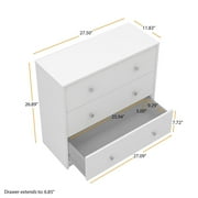 Tvilum Studio 3 Drawer Dresser for Adults, White