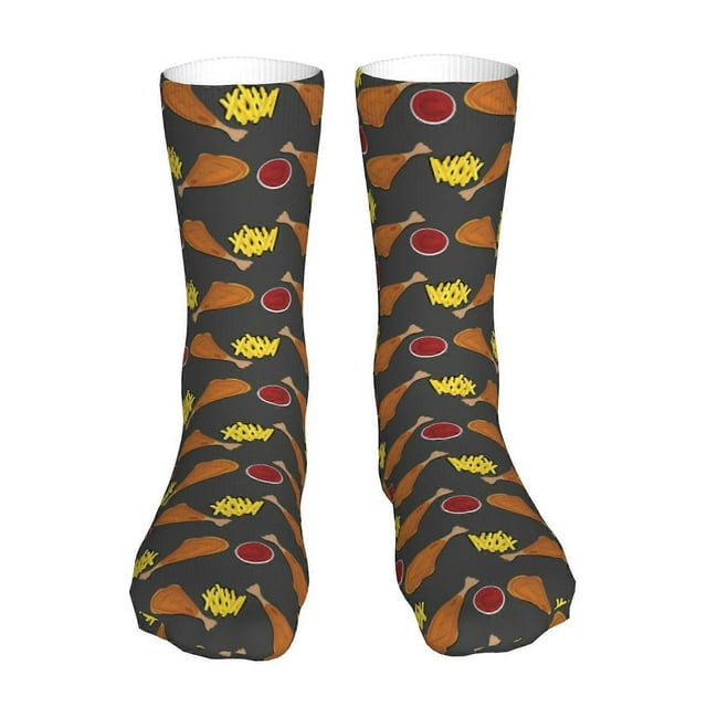 Fried Chicken Legs Food Pattern Socks,Unisex Fashion Athletic Casual Socks Adult Stockings Sports Socks Travel Socks For Women Men