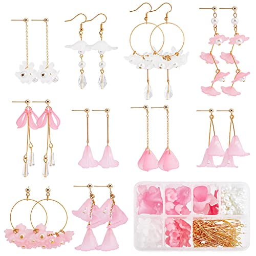 1 Box DIY 10 Pairs Flower Charms Earring Making Kit Hollow Charms for  Jewelry Making Rose Charms Heart Link Rings Resin Flowers Charms Imitation  Pearl