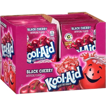 Kool-Aid Black Cherry Artificial Flavor Unsweetened Drink Mix Packets, 48 Count Box (0.22 oz Each)