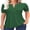 Green, variant on Women Summer V Neck Pleated Button Short Sleeve Solid Color Casual Top