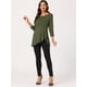 thumbnail image 3 of Blusas de túnica elástica casual con cuello redondo y manga 3/4 para mujer Ejercito Verde XS, 3 of 6