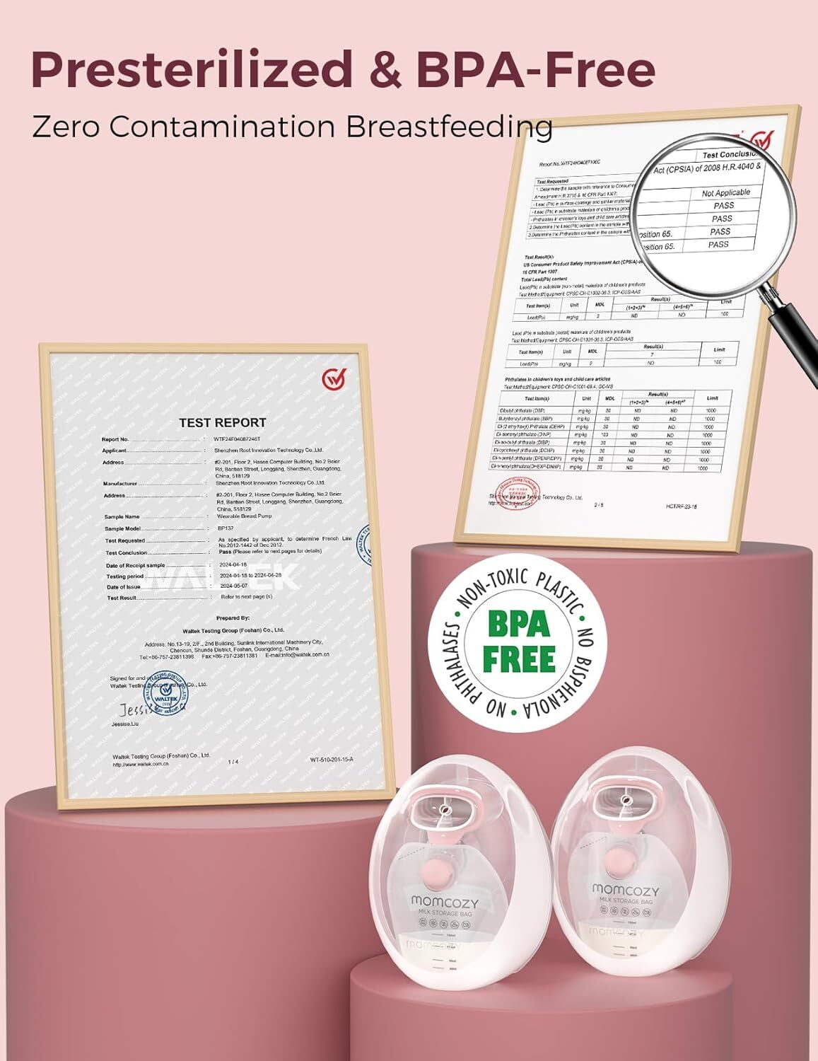 Momcozy Wearable Milk Collection Cups with Storage Bags, Direct-to-Bag Breast Milk Bag Combo, Breast Pump Parts for Momcozy V1/V2 Pump & Most Electric Breast Pumps, 2 Pack