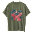 thumbnail image 6 of LEBONYARD Womens Summer Clothes,Womens Shirts Short Sleeve new trendy,Women's Fashion Summer Round Neck Drop Sleeves Leisure Short Sleeve Fruit Printing Tops Army Green S, 6 of 6