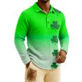 thumbnail image 2 of Men's St. Patrick's Day Shamrock Henley Long Sleeve Pullover Casual Top Shirt, 2 of 6