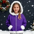 thumbnail image 2 of LTTVQM Boys Girls Christmas Hoodies Happy Fleece Sherpa Lined Zip Up Santa Pullover Tops Loose Fit Long Sleeve Fashion Faux Fur Trim Furry Jacket Purple 11-12 Years, 2 of 6