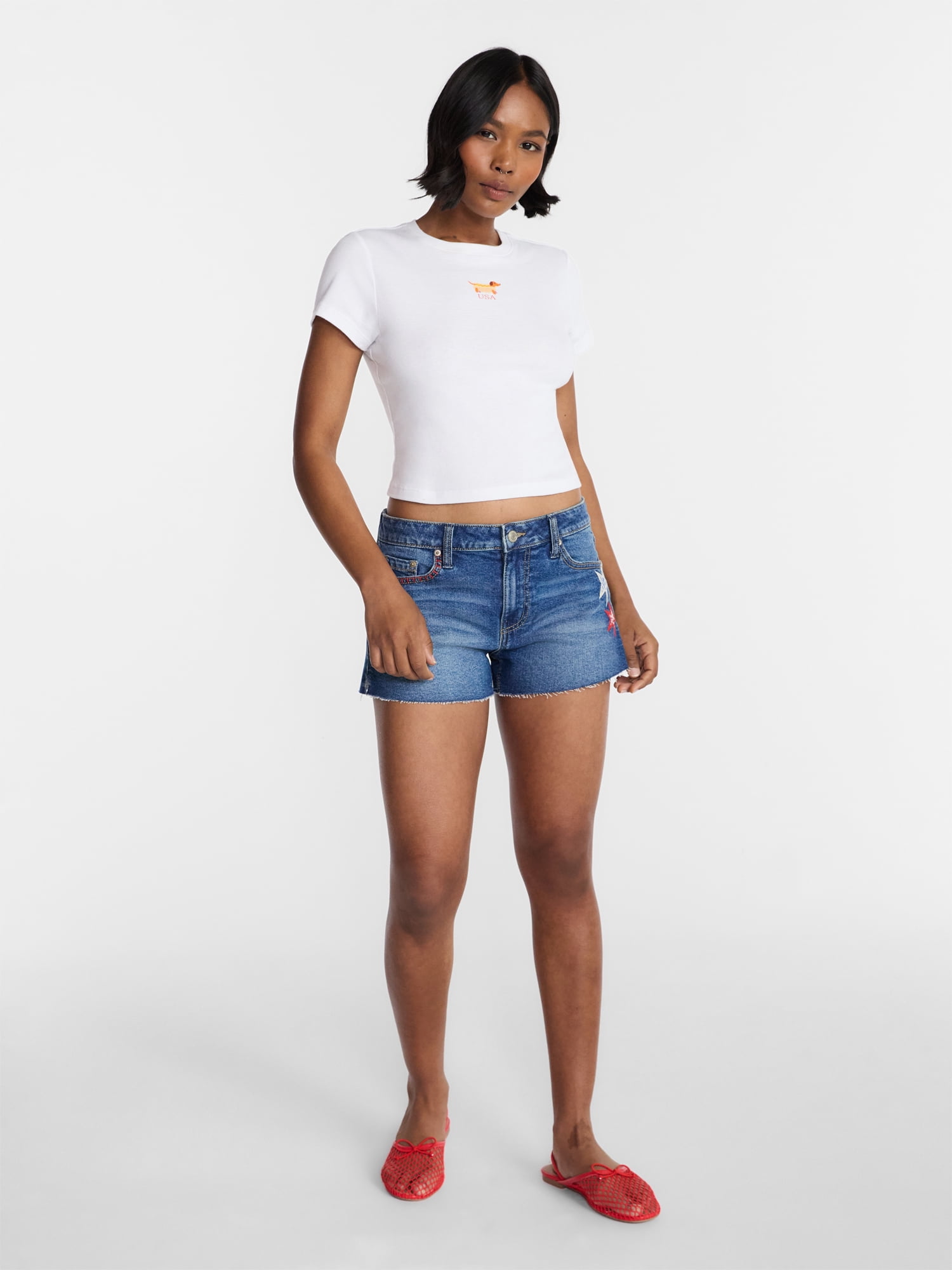 No Boundaries Americana Graphic Baby Tee, Women's and Women's Plus XXS-4X