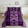 thumbnail image 4 of Manfei Western Aztec Bedding Sets Twin with Comforter, Tribal Cactus Comforter Sets Twin Size, Purple Geometric Reversible Down Comforter, Microfiber Room Decor, 2 Pieces, 4 of 8