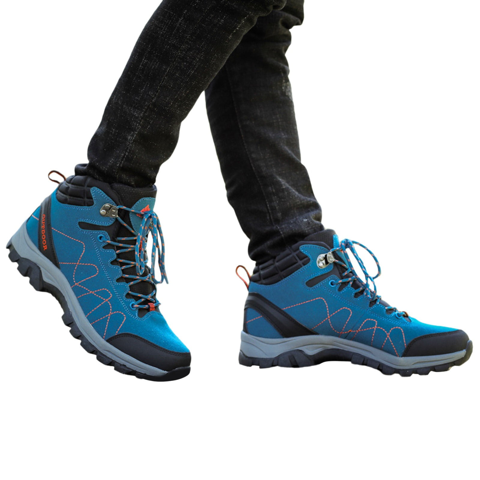 Durtebeua Men's Waterproof Hiking Boots Outdoor Mid Trekking Backpacking Mountaineering Shoes Dark Blue,8.5