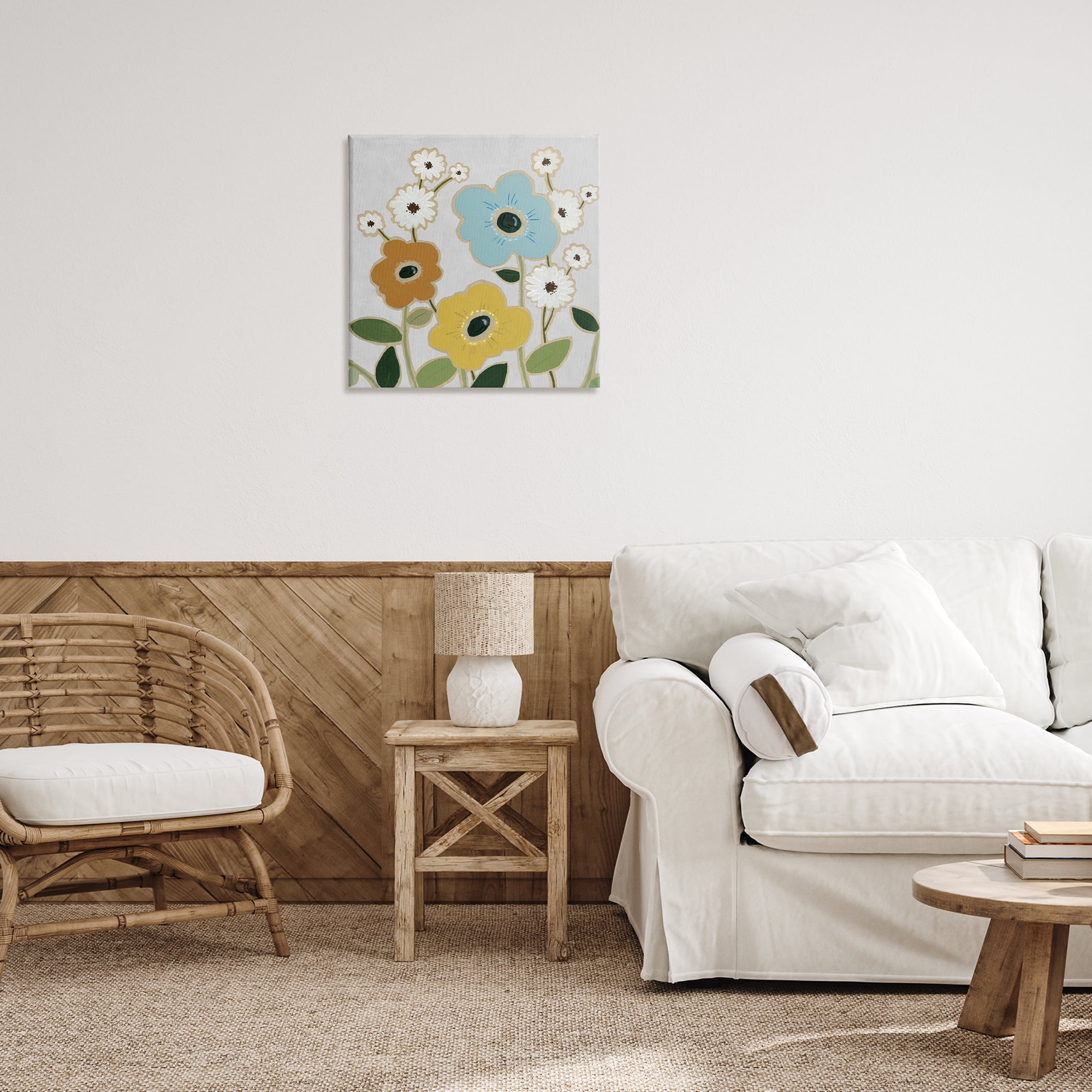 Stupell Industries Primary Hued Blossoms Plants & Flowers Painting Wrapped Canvas Art Print Wall Art, 24 x 24
