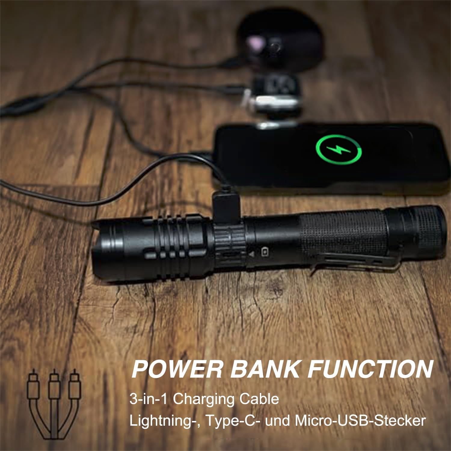 Explite USB Rechargeable Flashlight with Diffuser, Clip & Magnet, IP67 Waterproof, High Lumen, Super Bright Portable Handheld LED Camping Flash Light
