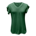 thumbnail image 6 of DondPO Tshirts for Women,Fitted T Shirts Women ShirtShort SleeveCasualStylish Top Shirts Vneck Tshirts,Basic Tees,Short Sleeve Shirts Green M, 6 of 8