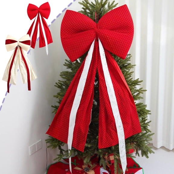 Christmas Decor, Large Bow, Christmas Party Decorations, Christmas Bow, Christmas Tree Decorations, for Xmas Tree, Home, Party, Holiday Christmas Decorations