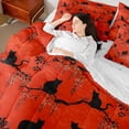 thumbnail image 3 of Erosebridal Cute Cat Kitten 7 Pieces Bedding Comforter Set,Vintage Flower Lavender Floral Full Bedding Set For Adults,Reversible, 3 of 7