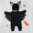 thumbnail image 3 of IBTOM CASTLE Newborn Baby Bat Costume Halloween Cosplay Cloak Romper with Wings Ears Hoodie My First Halloween Outfit for Boy Girl 0-6 Months Black Pumpkin, 3 of 7