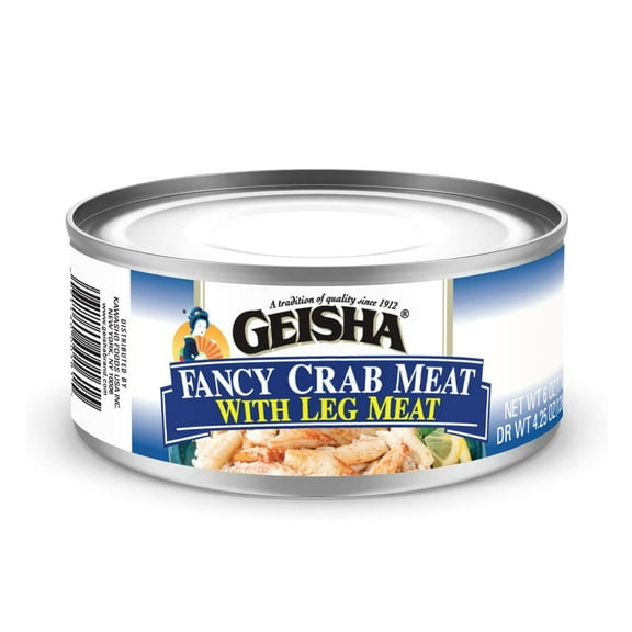 GEISHA Fancy Crab Meat with Leg Meat 6OZ. (Pack of 12), Swimming Crab| Hand Packed － Good Source of Protein － Wild Caught －15% of Leg Meat