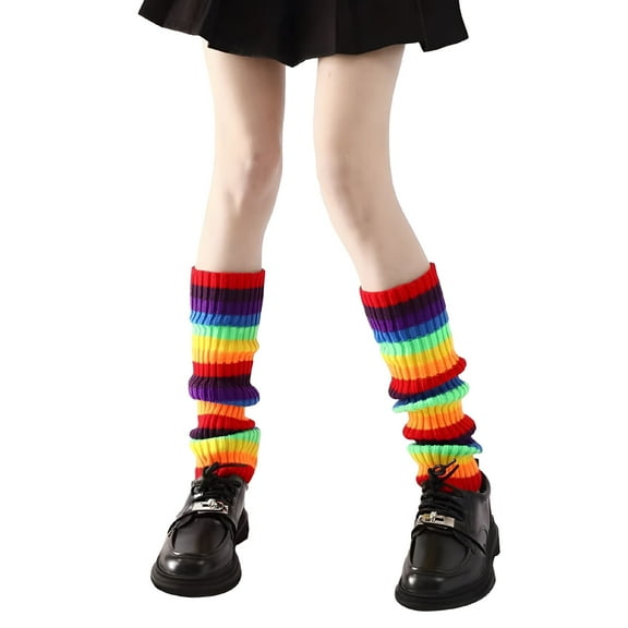 GJX Leg Warmers Soft Stylish Fancy Winter 80s Party Dance Neon Long Legwarmers for Women Girls Ladies - Rainbow