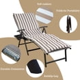 thumbnail image 2 of Kozyard Cozy Aluminum Reclining Lounge Chair - Foldable Outdoor Chaise Lounge with Drink Holder, Weather Free, Adjustable - Assemble-Free (Beige with Lime Strip Cushion), 2 of 6