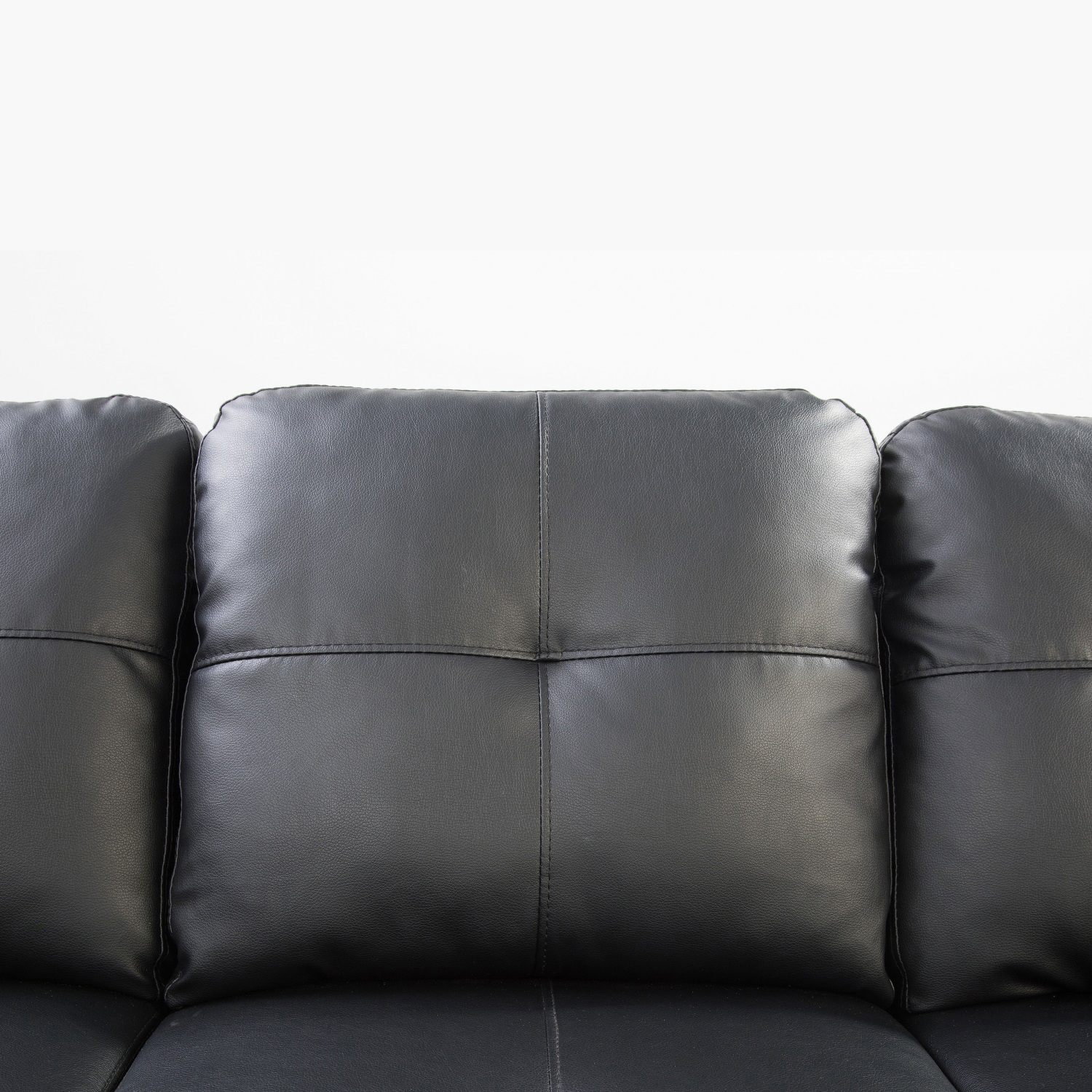 Hommoo Faux Leather Living Room Furniture Set, Modern Nailhead Trim L-Shaped Sectional Couch and Sofa Set with Cup Holder, Left Side, Black