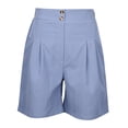 thumbnail image 5 of Shorts for Women Shorts Women Summer Solid Color Loose Breathable Semi Elastic Waist Casual High Waist Wide Leg Shorts Blue XL, 5 of 8
