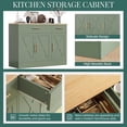 thumbnail image 3 of Walsunny Sideboards Buffets Cabinet Table 42.5" with 2 Drawers 3 Doors Adjustable Shelf Farmhouse Coffee Bar Cabinet with Storage for Kitchen Living Room Dining Room Green, 3 of 8