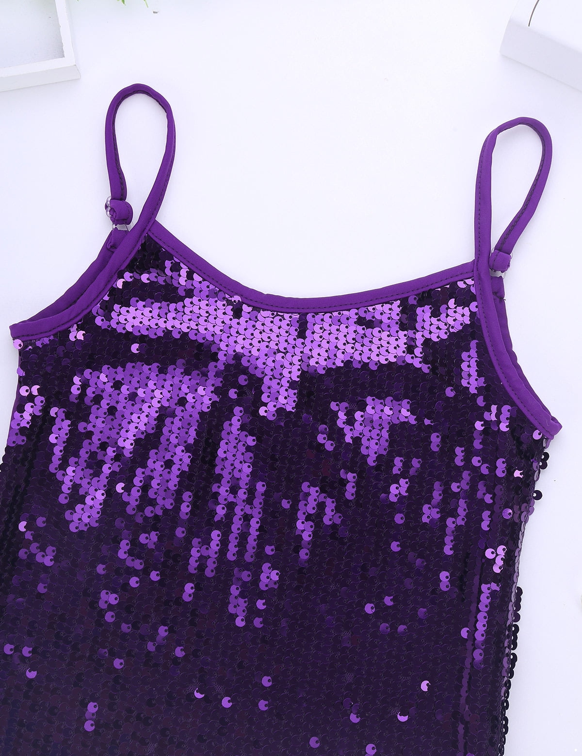DPOIS Kids Girls Sparkly Sequins Jazz Camisole Tank Top