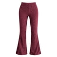 thumbnail image 5 of Otvok Women Ribbed Lounge Trousers, Elastic High Waist Slim Fit Flare Casual Pants for Daily Street Outfits, 5 of 7