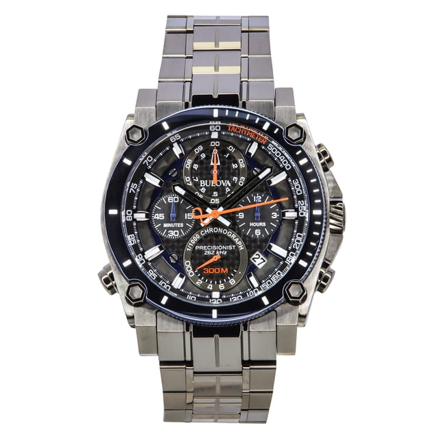 Bulova Reloj Icon Precisionist para Hombre, Cronógrafo de Acero Inoxidable, Esfera Gris, Cuarzo, Buceo, 98B343, 300 M