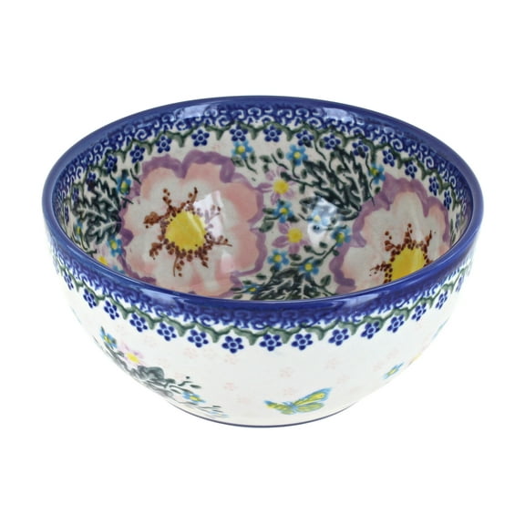Blue Rose Polish Pottery Apple Blossom Cereal/Soup Bowl