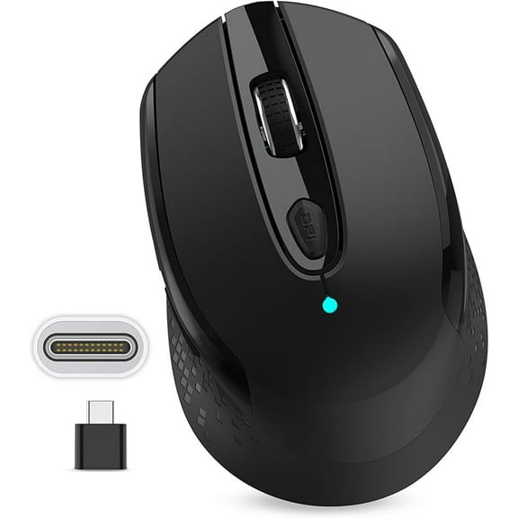 USB C Wireless Mouse, Type Silent Mouse for MacBook Air/Pro, 2.4G Cordless Computer Mice with 6 Buttons and 3 Adjustable DPI Mac, Laptop, Desktop, PC