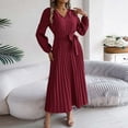 thumbnail image 2 of Wdgfv Ruffle Maxi Dress for Women, Pleated A Line Flowy, Business Casual, Holiday Modest Long Sleeve Smocked Spring, 2 of 6