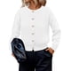 thumbnail image 1 of Cardigan de Mujer PRETTYGARDEN Blanco de Manga Larga con Botones XXL, 1 of 6