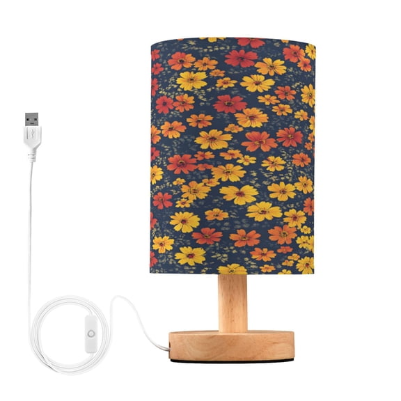 Yayeee Table Lamp for Bedroom Nightstand LED Portable Bedside Warm Light, Yellow Floral