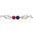 thumbnail image 2 of Gem Stone King 1.17 Ct Round Blue Sapphire Red Ruby 925 Silver and 10K Yellow Gold Lab Grown Diamond Bracelet for Women, 2 of 3