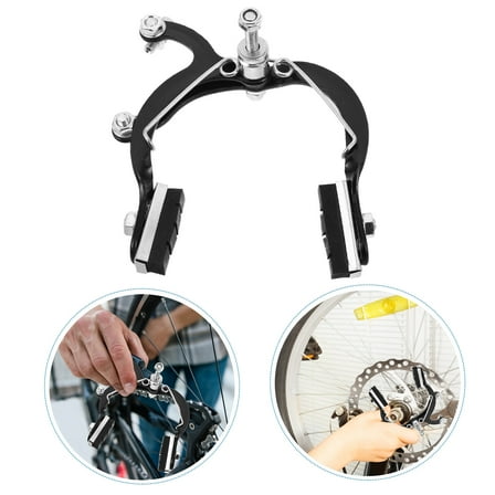 Worgeous Bicycle Brake Caliper for Rear Gate Use Thickened C Brake with Vintage Design Black Metal 2 Pieces