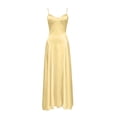 thumbnail image 6 of XIAOCHA Women's Summer Elegant Maxi Dress V Neck Thin Spaghetti Strap Satin Solid Flowy Floor Evening Gown, 6 of 6