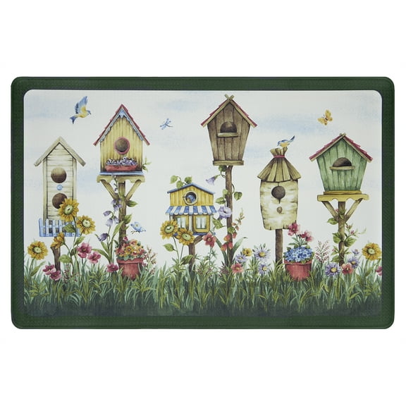 Oversized Premium Anti Fatigue Memory Foam Kitchen Floor Mat - Country Birdhouse