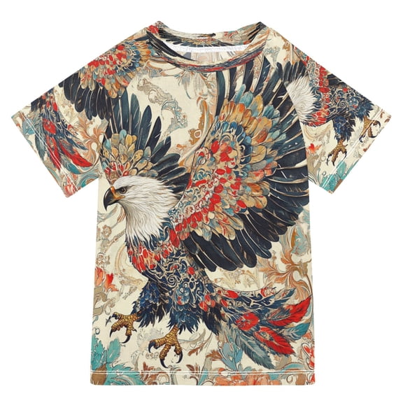 BZSMCE Summer T-shirt Sunscreen Ornate Eagless Painting Pattern Swim Tops