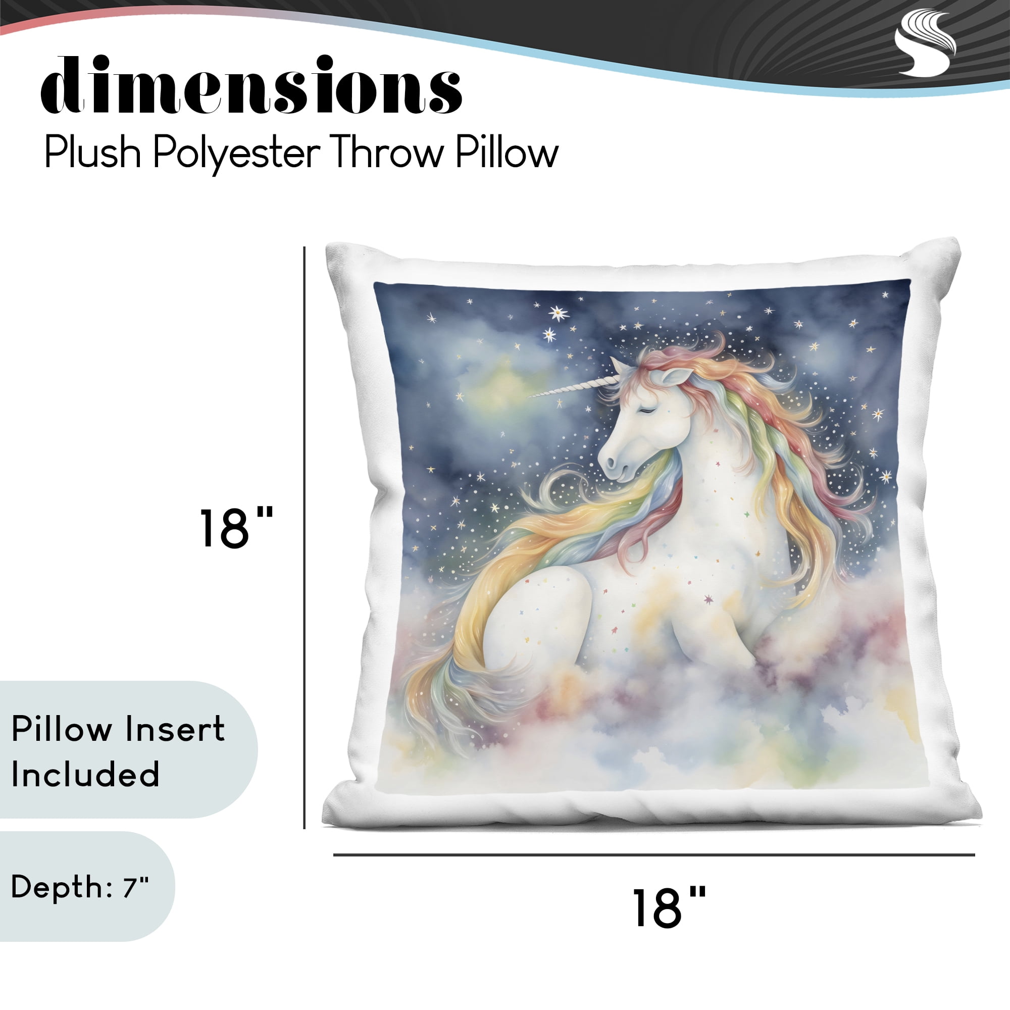 Stupell Industries Unicorn Floating on the Clouds Decorative Printed Throw Pillow, design by Creative Studio, 18 x 7 x 18